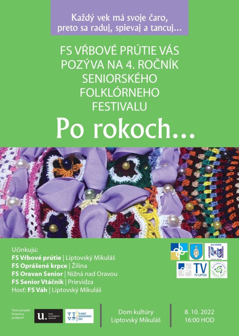 FS Vŕbové Prútie Vás pozýva na 4. ročník seniorského folklórneho festivalu Po rokoch...